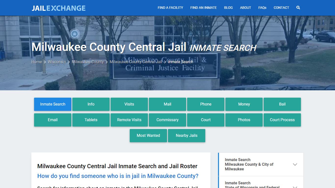 Milwaukee County Central Jail Inmate Search - Jail Exchange